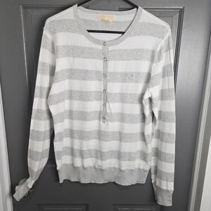 Gray and White Stripe Top